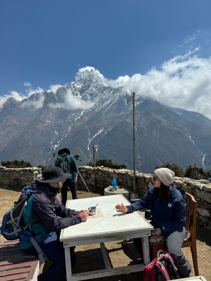 Enjoying Tea with a Majestic Mountain View